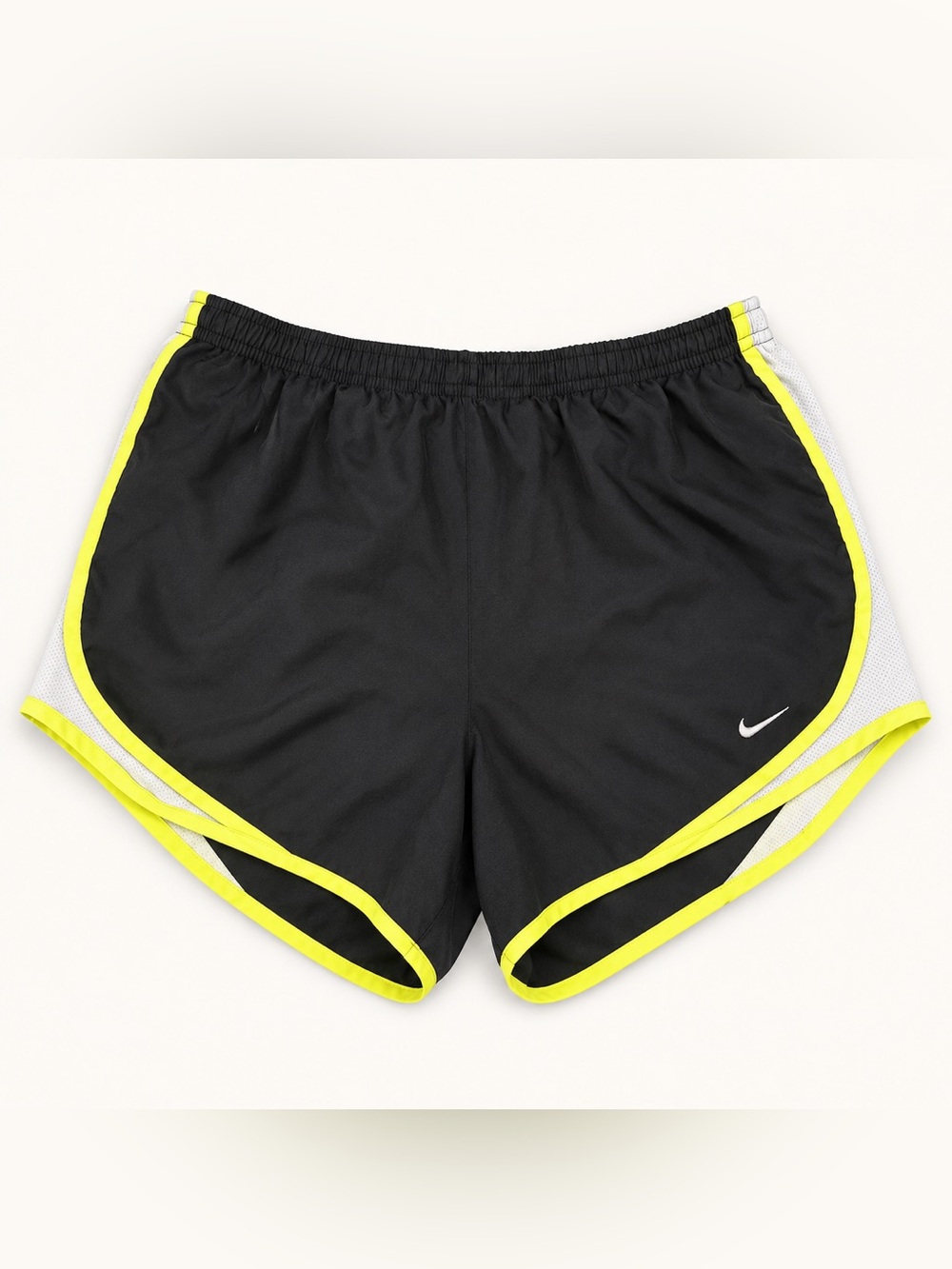Women’s Nike Dri-FIT Black Running Shorts with Volt Trim (Size: S)